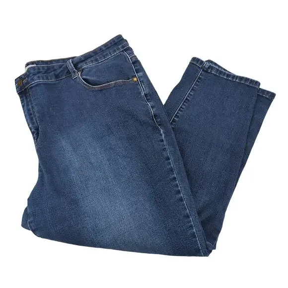 EUC Woman Within Blue Cotton Jeans Womens 24WP Petite Pockets - Picture 2 of 8